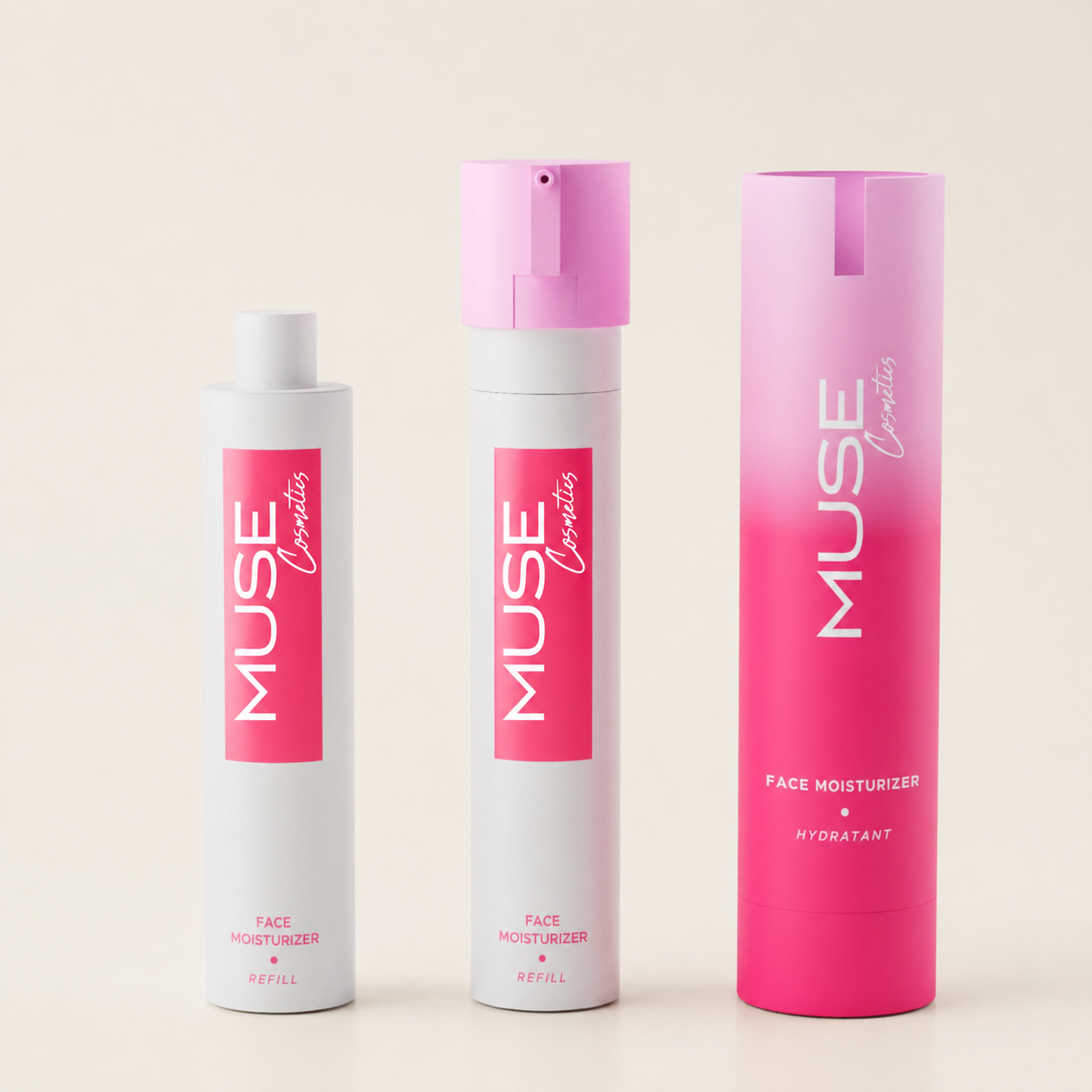 Опаковка на MUSE Face Moisturizer с рефил система