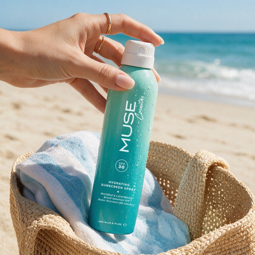 Опаковка на MUSE SPF 30 Body Spray с BOV технология