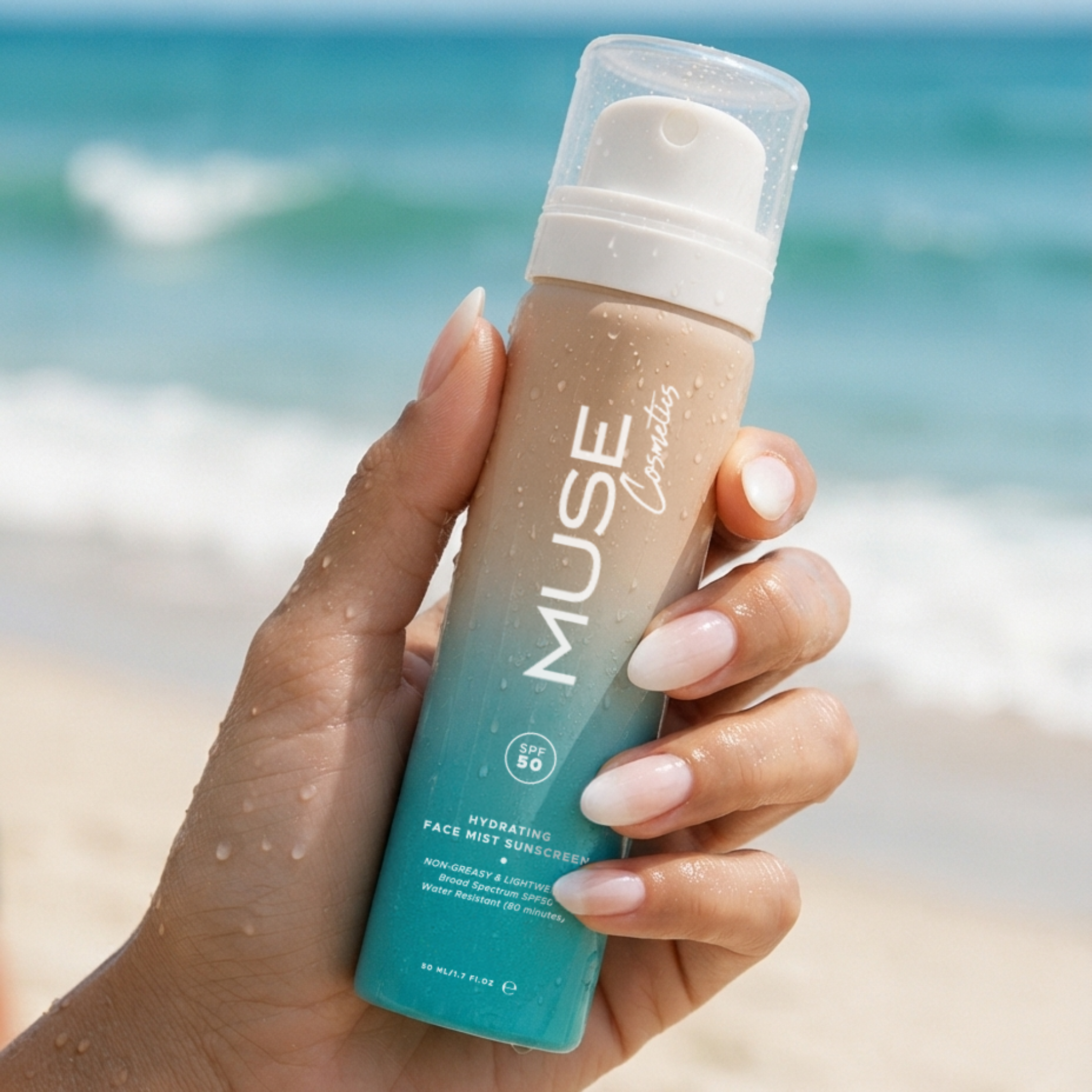 Опаковка на MUSE SPF 50 Face Mist с BOV технология