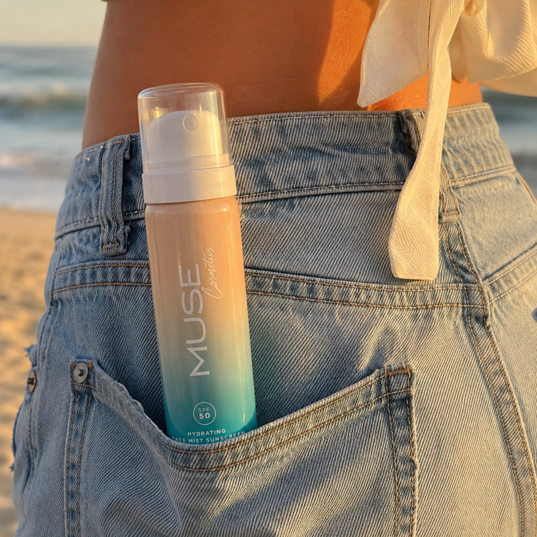 Опаковка на MUSE SPF 50 Face Mist с BOV технология в джоб